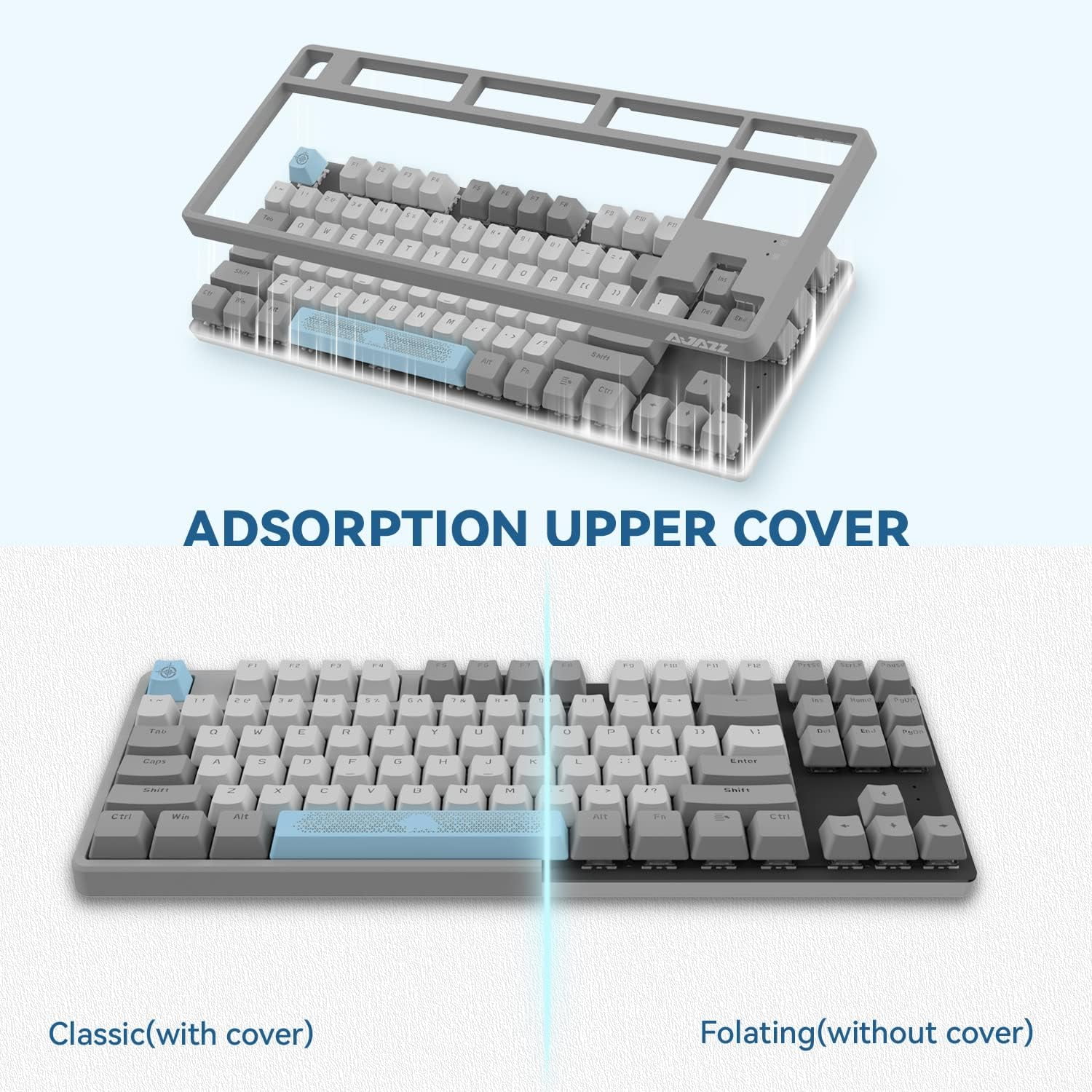 Manbasnake AK873 Gaming Keyboard,RGB Backlit,Hot-Swap,PBT,75% TKL
