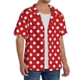 thumbnail image 3 of Salouo Red Polka Dot Pattern Cuban Collar Shirts for Men Button-Down Shirt Men's Short Sleeve Shirts Hawaiian Shirts Casual Shirts -Large, 3 of 6