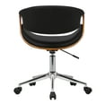 thumbnail image 5 of Armen Living Geneva Mid-Century Office Chair in Chrome finish with Black Faux Leather and Walnut Veneer Arms, 5 of 7