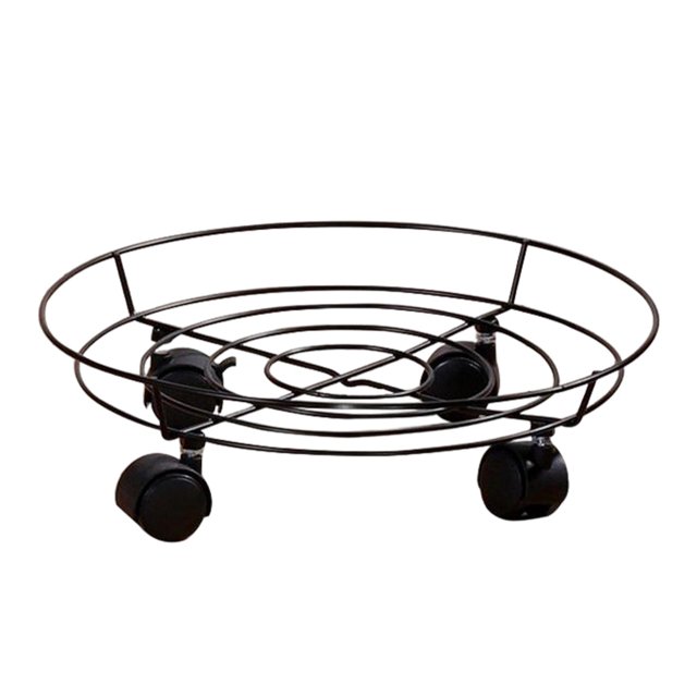 Soporte de jardinera en maceta de hierro metálico de 36 cm con rotación de ruedas de 360 grados con con bloqueo kusrkot Macetero