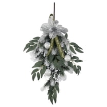 Artificial Christmas Teardrop with Berry, Flower and Ball Ornaments for Front Door Indoor & Outdoor Home Xmas Decor