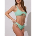 thumbnail image 2 of DARING DIVA Women's Cutout Racerback Ribbed Bikini Set Large Mint Green, 2 of 6