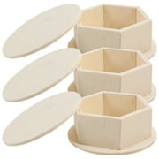 INGRIDSTORE 3 Pcs DIY Storage Box Gift Boxes Jewelry Wood Small Wooden for Crafts Trinket Unfinished
