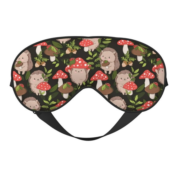 Naloa Edgehog and Mushrooms Print Sleep Mask for Sleeper, Light Blocking Sleeping Eye Mask for Women Men, Eye Shade with Adjustable Strap for Travel, Nap,Meditation