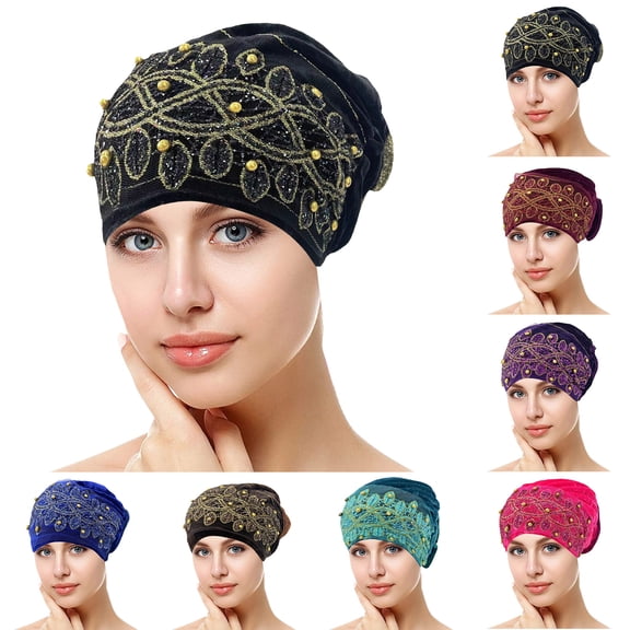 Brown Pleated Headwrap Head Cover for Women Spandex Knot Chemo Cap for Cancer Pleated Headwear Beanie Twisted Head Wrap Hair Loss Hat One Size