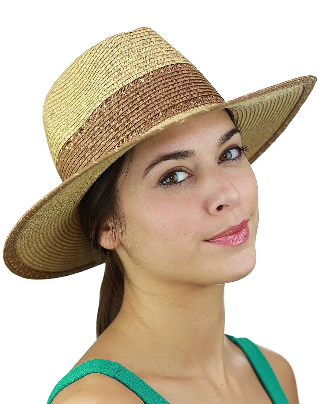 C.C Two Tone Weaved Wide Band and Brim 