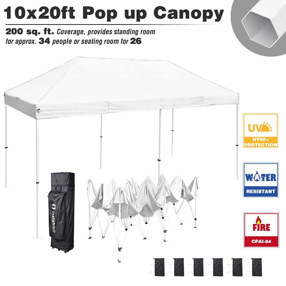 Instahibit® 10x20' Pop-Up Canopy Tent White Commercial Instant Shelter for Trade Fair Outdoor