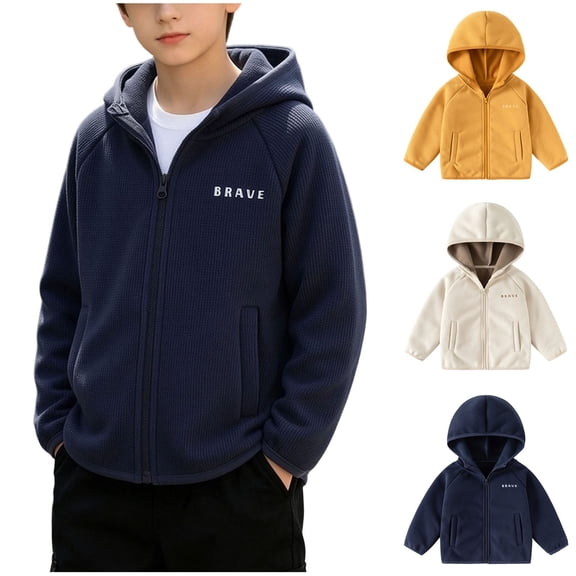 Bixock Toddler Boys Hooded Jackets Boys Light Jackets Kids Hoodie Outerwear Long Sleeve Hooded Zip Front Side Pockets Daily Jacket for Kids 2-12Years