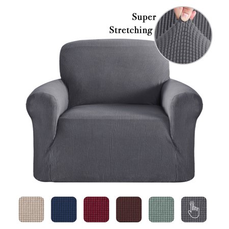 One Piece Skid Resistance Stretch Stylish Furniture Cover/Protector Jacquard Spandex Couch Covers, Fitted Sofa Protector Cover Stretch Sofa Slipcovers (Chair,Grey)