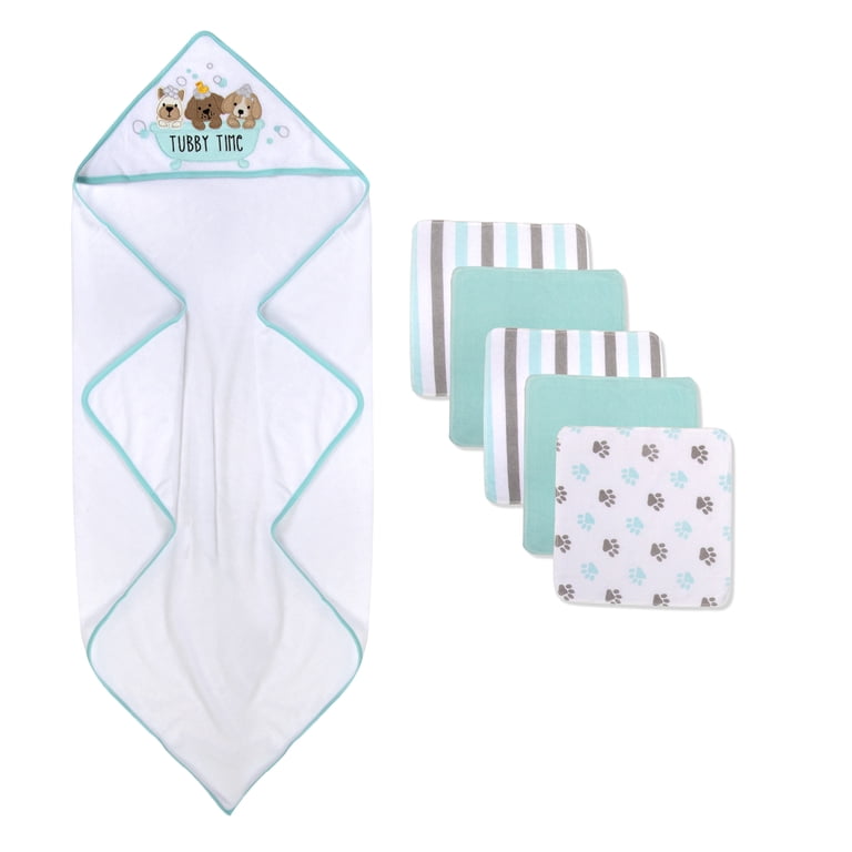 Baby Essentials Hooded Bath Towel & Washcloth Set, 6 Piece photo 5