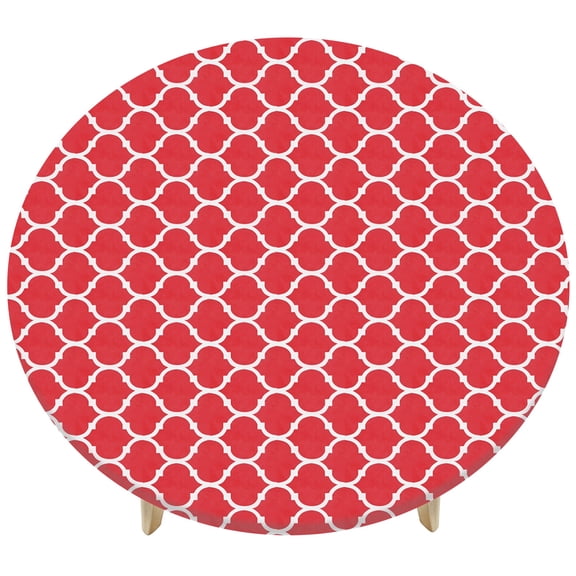 Uxcell 48" Round Plastic Tablecloth, Waterproof Flannel Backed Elastic Fitted Table Covers for Camping/Outdoor [Red]