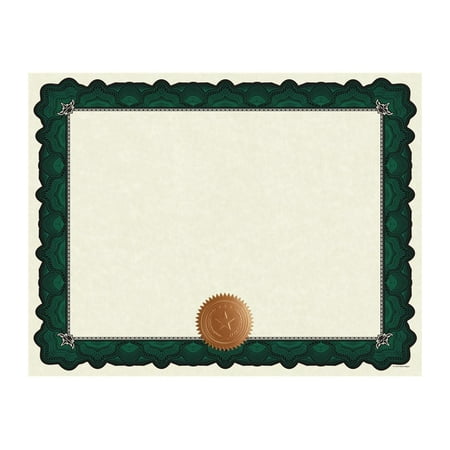 Great Papers! Cambridge Green Border Certificates with Embossed Copper Foil Seal 8.5 x 11 10 count