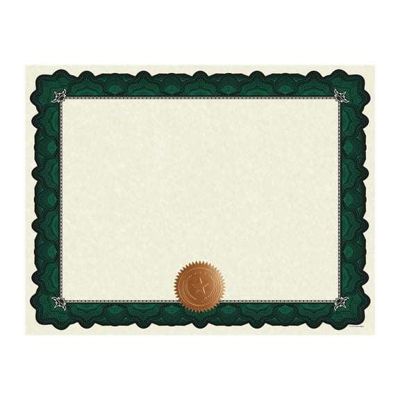 Great Papers! Cambridge Green Border Certificates with Embossed Copper Foil Seal, 8.5" x 11", 10 count