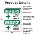 thumbnail image 2 of (2 Pack) First Aid Kit Inside Bilingual OSHA Emergency Sign 7 Inch X 10 Inch Plastic Sign, Weather Resistant, UV Protected for Workplace, Business, and Construction Site, Made in the, 2 of 8