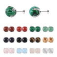 thumbnail image 3 of JUSTJANDM 12 Pairs Multi Natural Gemstone Round Bead Ball Stud Earrings Gold Plated Stainless Steel Tiger Eye Rose Quartz Agate Onyx Opal Malachite Stone Stud Earrings Set for Women, 3 of 7