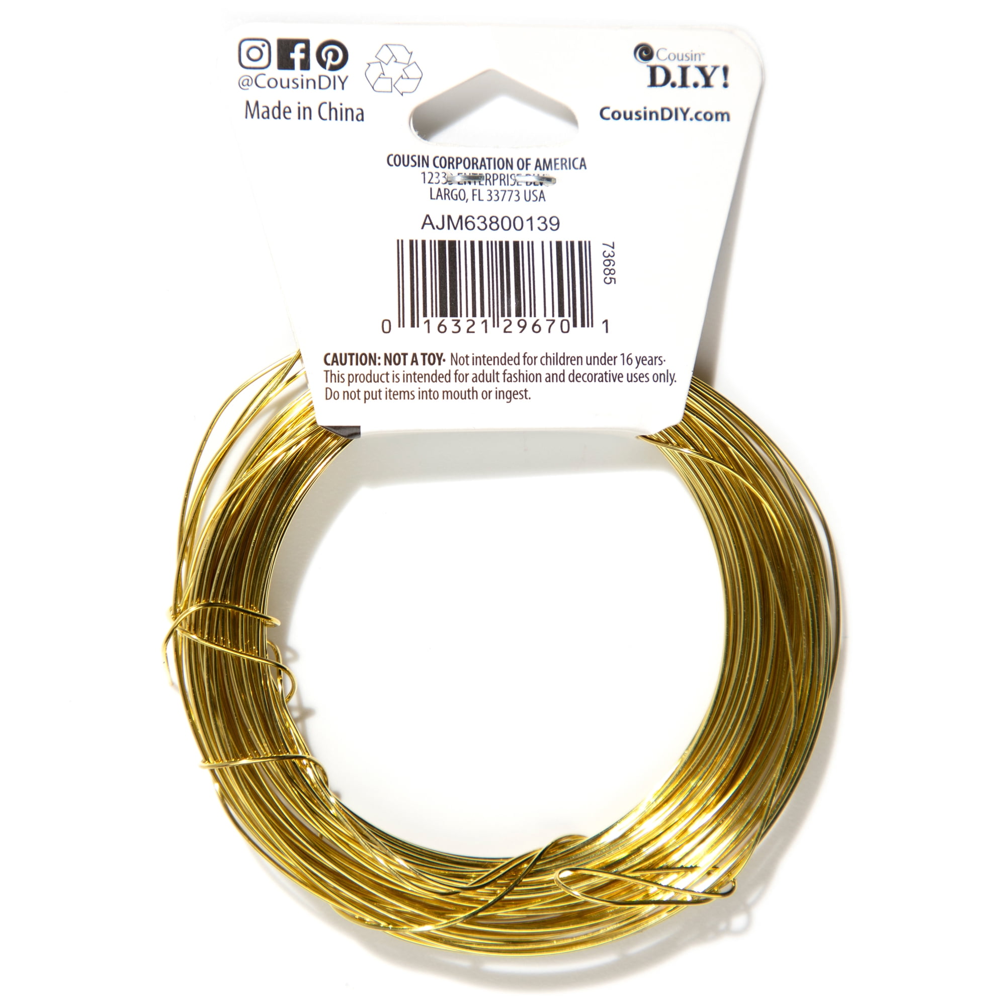 (2 pack) Cousin DIY Coated Copper Wire, Gold Finish, 22 Ga, 32 ft Roll