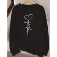 thumbnail image 3 of Faith Print Crew Neck T-Shirt, Spring/Autumn Casual Long Sleeve Top, Women's,Graphic Tees,Long Sleeve Tops,Shirts,Fall Women Clothes,Tops For Women,Cute Tops, 3 of 5