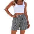 thumbnail image 4 of LNWUY Women Linen Boxer Shorts Comfy Gingham Drawstring Pajama Bottom Plaid Casual Pants with Pocket Black XXL, 4 of 5