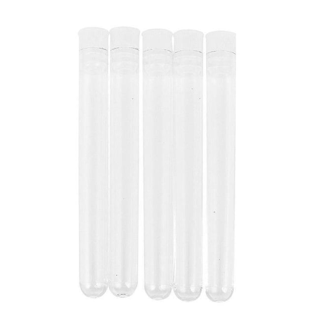 100pcs Clear Plastic Test Tube With Cap 12x100mm U- Bottom Long Transparent Test Tube Lab Supplies