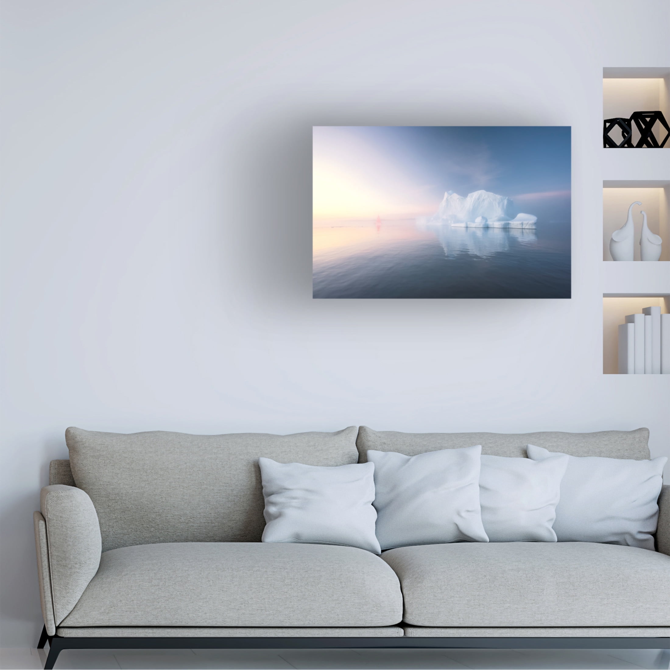 Trademark Fine Art Yang Jiao Red Sail And Blue Ice Canvas Wall Art