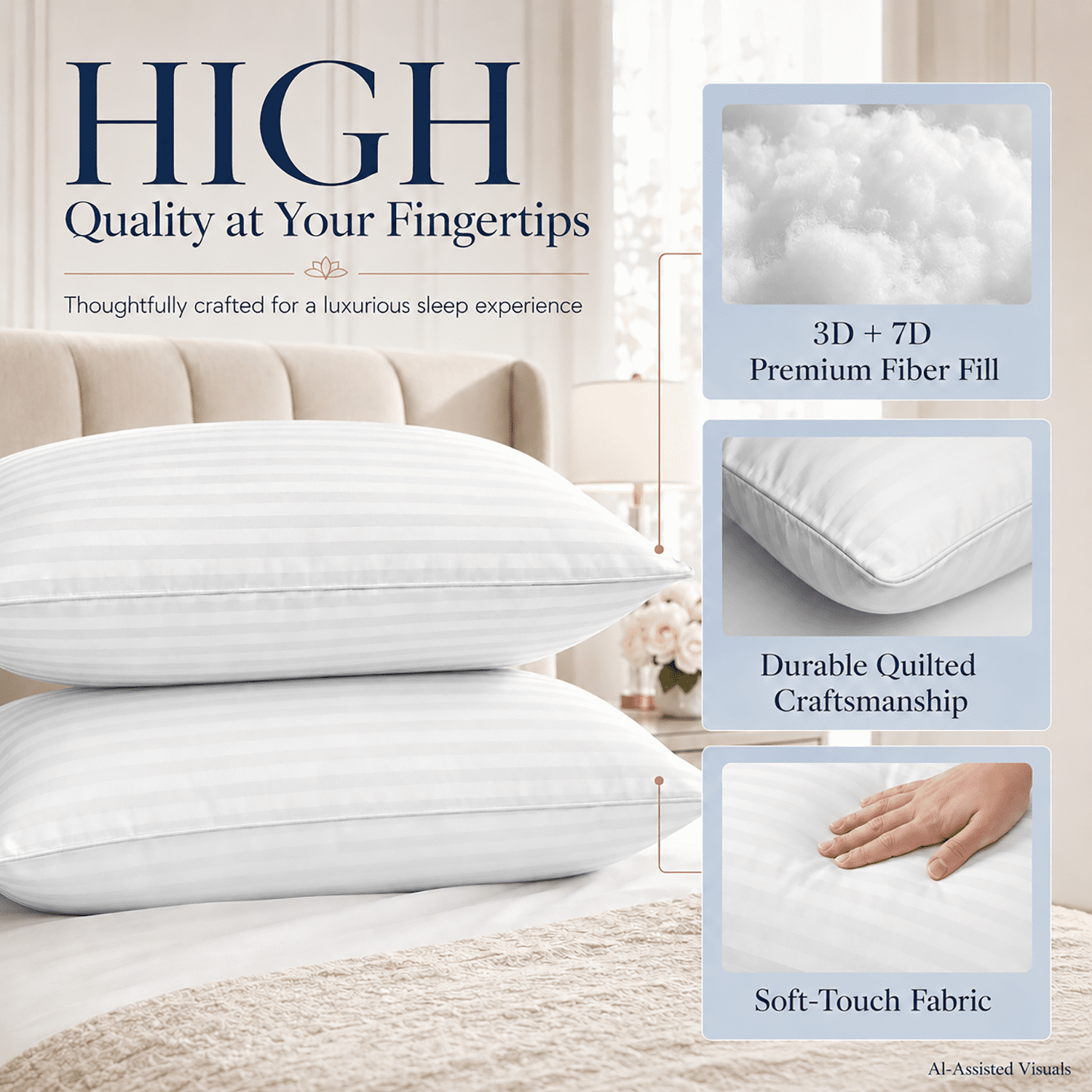 SORMAG Bed Pillows 2 Pack King Size Pillows Set of 2 Hypoallergenic Hotel Gusseted Down Alternative Pillow for Beds Side and Back Sleeper 20 x 36 inches