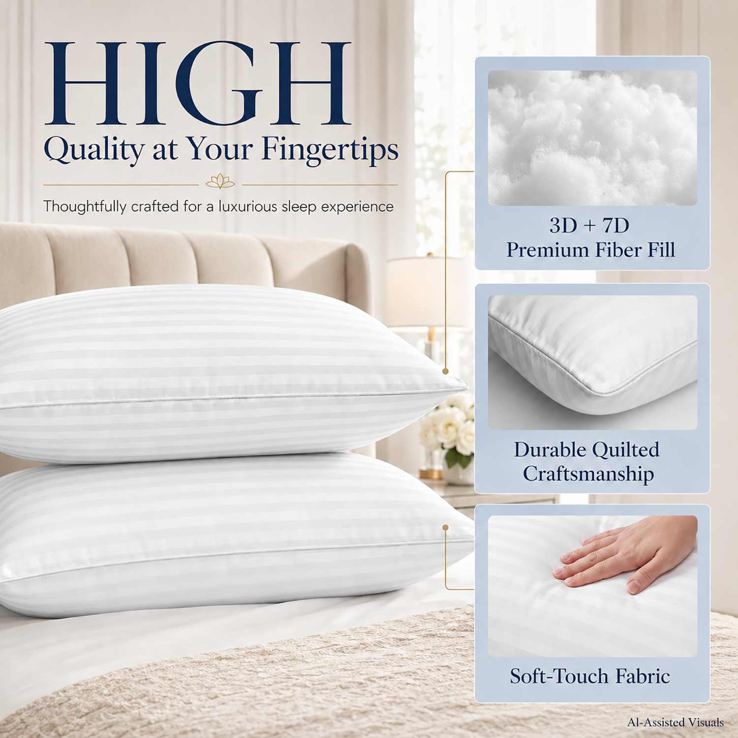 SORMAG Down Alternative Bed Pillows, Queen, 2 Pack, White photo 2