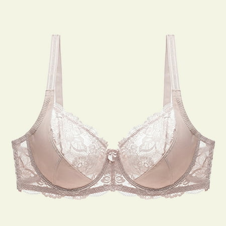 Blczomt Comfortable Bras for Women Balconette Lace Sheer Yellow Bra