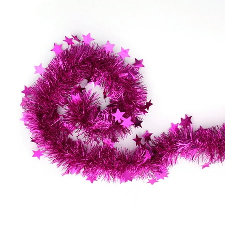 Christmas Tree Garland - Pink Tinsel Garland Stars Christmas Tree Decorations Party Favors 79