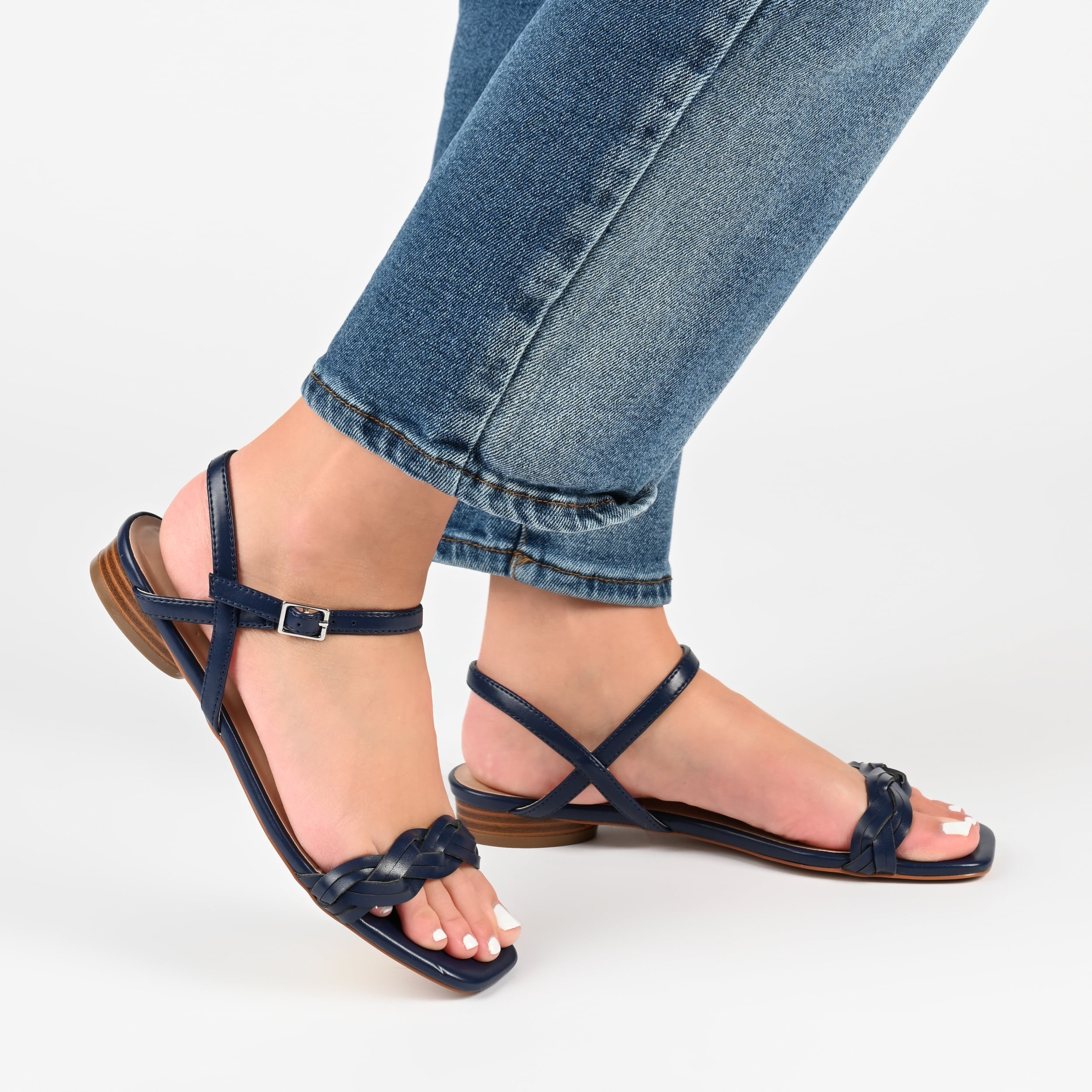 Journee Collection Womens Verity Ankle Strap Low Block Heel Sandals