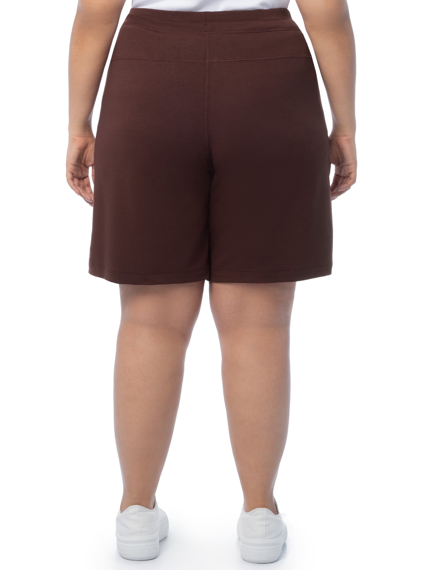 Athletic Works Women's Plus Size 9" French Terry Drawstring Lounge Shorts, Size 1X-5X