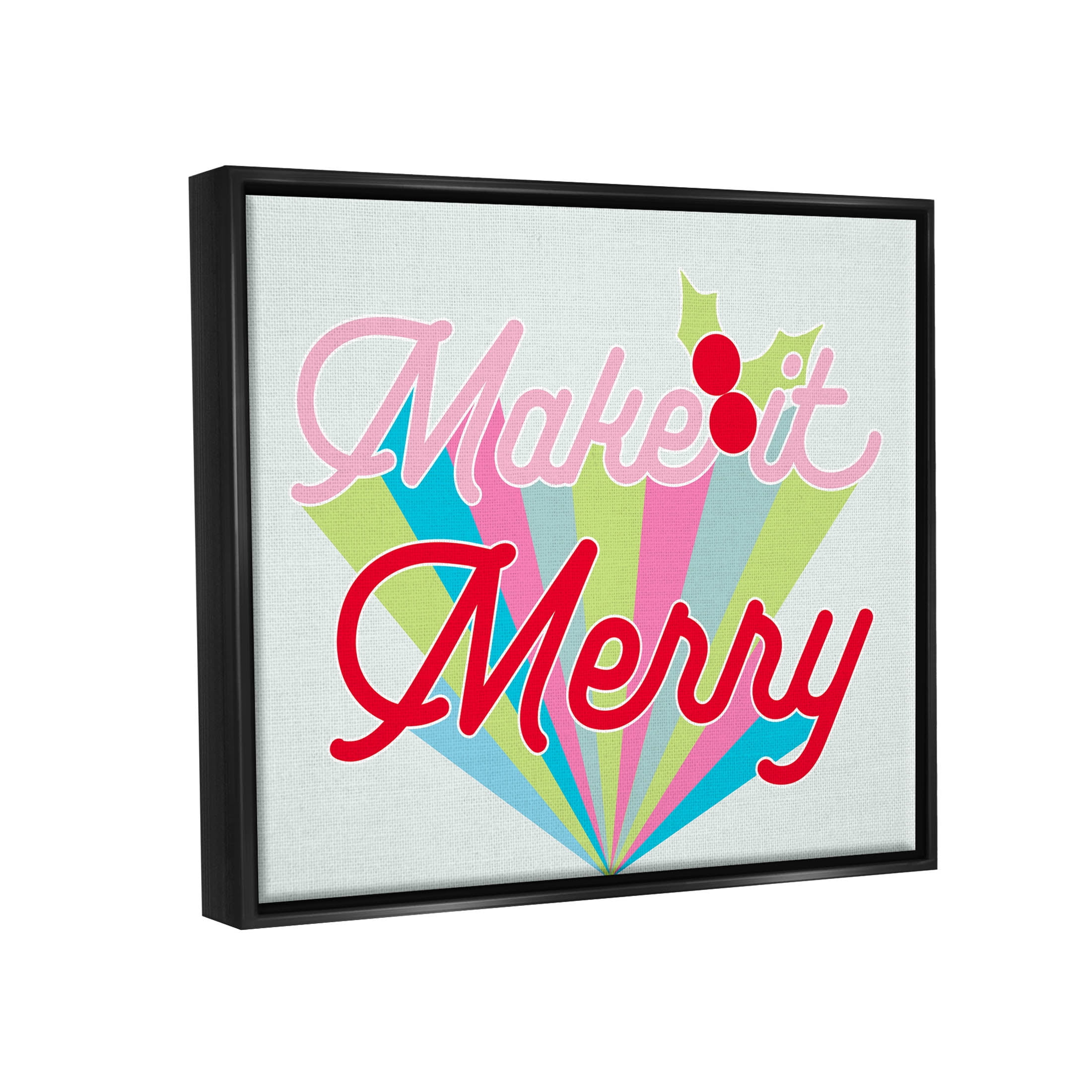 Make It Merry Bold Christmas Stripes Holiday Graphic Art Jet Black Framed Art Print Wall Art