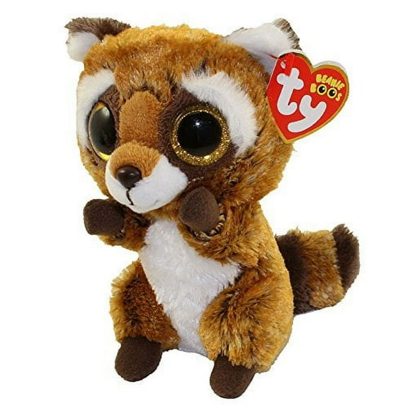 TY Beanie Boos - RUSTY the Raccoon (Glitter Eyes) (Regular Size - 6" Plush) (BONUS ONE FUN CHOPS)