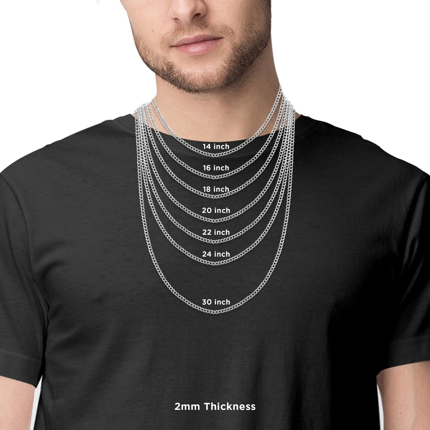 10K White Gold Cuban Curb Chain 