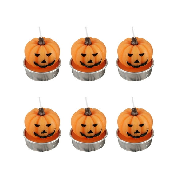 Uutvmp Halloween Pumpkin Shaped Art Candles,Spooky Pumpkin Scented Candle,Spooky Party Decorations, Festive Holiday Gifts, Miniature Halloween Candles, 6PCS