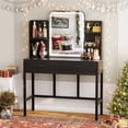 thumbnail image 5 of Homieasy Vanity Desk with LED Lighted Mirror, Makeup Desk with 5 Storage Shelves & 2 Drawers, Vanity Table, Modern Dressing Table with 3 Color Lighting Options,Black, 5 of 8