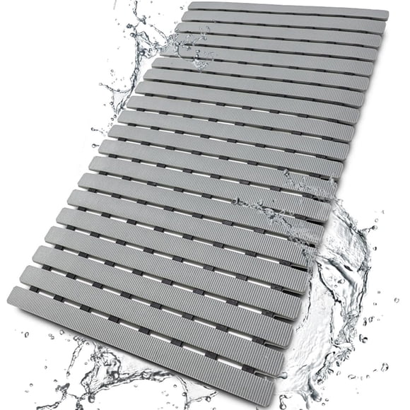 BEMISO Shower Mat Non Slip Bathtub Mat with Suction Cups and Drain Holes 27.5 x15.7 Inch Bath Mat for Tub & Shower.Easy Dry,Easy to Cut,Eco-Friendly