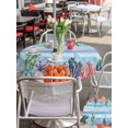 thumbnail image 6 of Outdoor Tablecloth with Umbrella Hole Zipper Blue Teal Coastal Round Tablecloth 54" Waterproof Outside Table Cloth Wooden Nautical Ocean Coral Summer Patio Table Cover Tablecloths for Picnic Party, 6 of 8