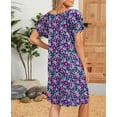 thumbnail image 4 of Alsol Lamesa Women's Summer Beach Vintage Floral Print Boho Dress Short Sleeve Midi Dress Sundress, 4 of 6