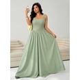 thumbnail image 6 of Mint Green Plus Size Sleeveless Square Neck A-Line Maxi Dress For Women Summer Flowy Long Dress, 6 of 6
