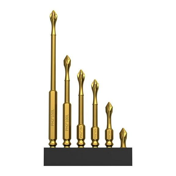 PH2 Magnetic Screwdriver Bit Set for Impact Drill, Pack of 6 (Size 25mm, 150mm), Precision Bits for Impact Drills, Hand Tools Set