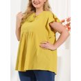 thumbnail image 2 of Top tipo túnicon cuello en V y aberturas de verano con cordón y mangas onduladas de talgrande pamujer Jengibre 3XL, 2 of 5