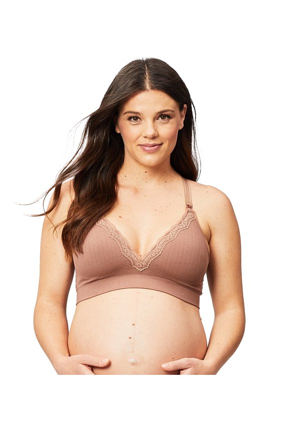 Tutti Frutti Bamboo Wire Free Nursing Bra for Breastfeeding, Wireless Maternity Bra (for B-H Cups), Mocha, Medium