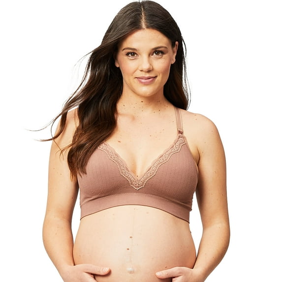 Cake Maternity Tutti Frutti Bamboo Wire Free Nursing Bra for Breastfeeding, Wireless Maternity Bra (for B-H Cups), Mocha, Large