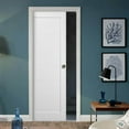 thumbnail image 3 of Panel Pocket Door 32 x 80 with Frames | Quadro 4115 White Silk | Kit Trims Rail Hardware | Solid Wood Interior Pantry Kitchen Bedroom Sliding Closet Sturdy Doors, 3 of 6