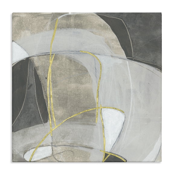 Stupell Industries Mid-Century Curved Shape Abstraction Grey Beige Gold Canvas Art, 36 x 36, by June Erica Vess