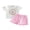 Pink, variant on BemeyourBBs Kids Toddler Baby Girls Summer Clothes Infant Baby Girl Princess Castle Outfit Puff Short Sleeve Crew Neck Embroidery Flower Castle T-shirt With Plaid Shorts Set Summer Outfit