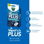 Vicks Vapo Pads Plus Intense Cold Blasting Menthol, Cold Relief, 8 Pack, VSP298