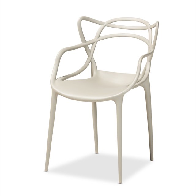 Baxton Studio Landry Ensemble de Chaises Empilables en Plastique Fini Beige 4 Pcs