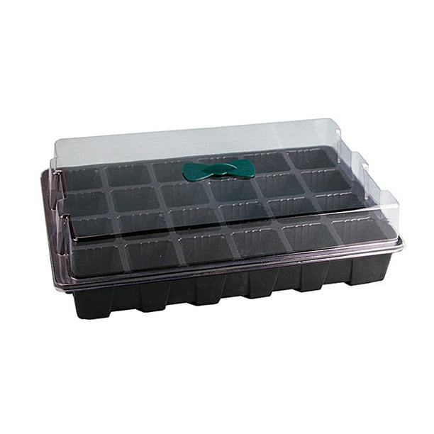 Paquete de 3 bandejas de plástico para plántulas de 24 celdas, para vivero de flores, macetas para jardín, bandeja para semillas, kit con tapa, caja de cultivo para jardín