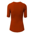 thumbnail image 3 of J. METHOD Girl's Junior Basic Casual 3/4 Elbow Half Length Sleeve Active V-Neck Uniform T-Shirt NEGT23 Rust M, 3 of 5
